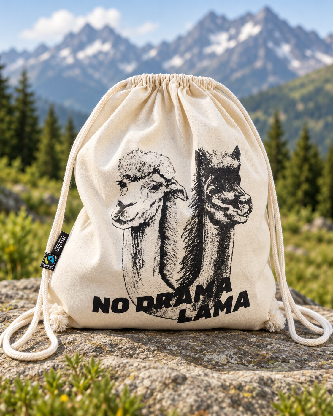 Gym bag No Drama Lama – Neutral NE90020 – Přírodní krémová, produktová prezentace v horách